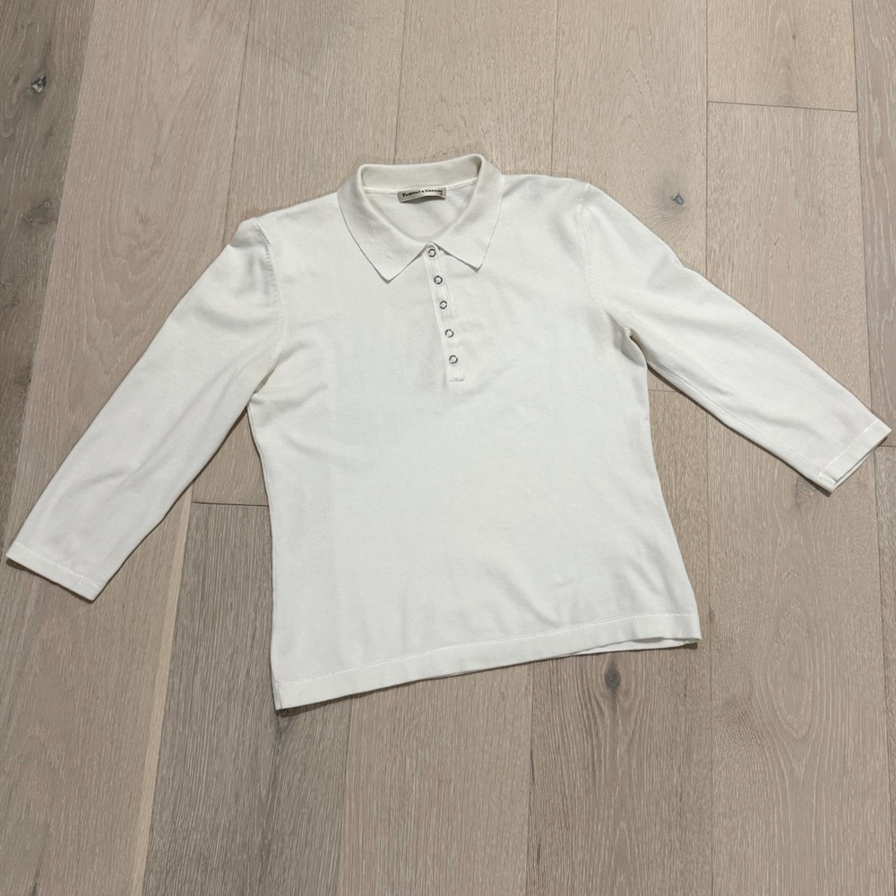 Fairway & Greene Knit 3/4 Sleeve Shirt with Snap Placket